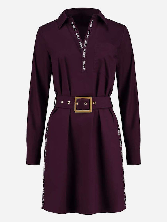 Nikkie Mini Dress with Slit Merlot