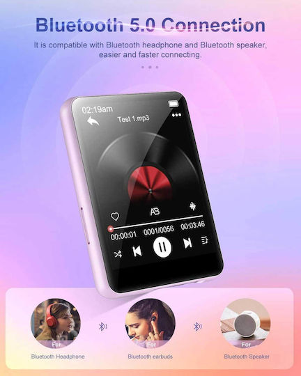 Joliker M4S MP3 Player (64GB) with IPS Touch Screen 2.4" Pink
