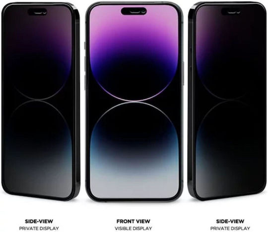 Eiger 2.5D Поверителност Закалено стъкло за цялото лице Черен (iPhone 15)