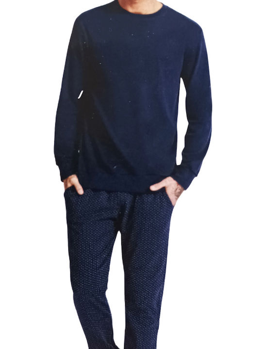 Confezioni Biemme SNC Men's Winter Cotton Pajamas Set BLUE