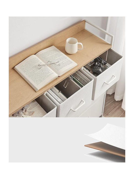 Storage Drawers Made of Wood & Fabric with 7 Drawers L98xW28.5xH85cm