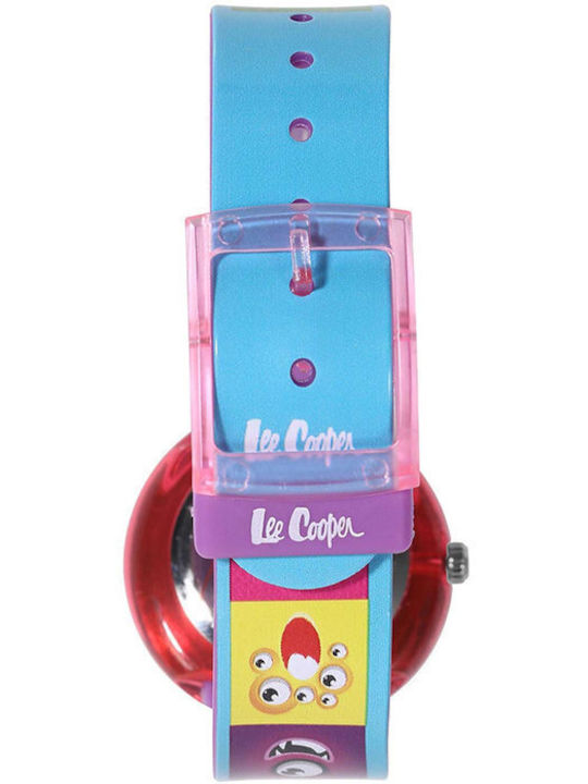 Lee Cooper Ceas analogic pentru copii cu curea din cauciuc/plastic Albastru deschis
