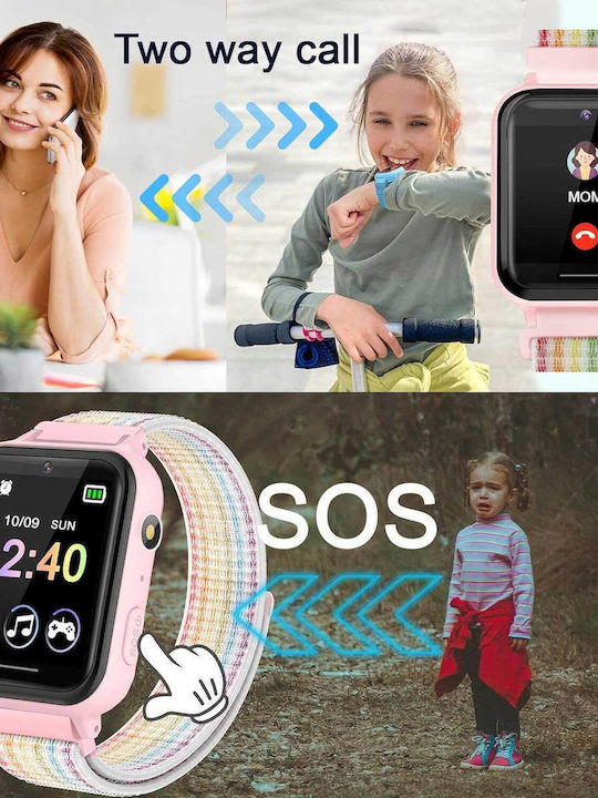 Pthtechus Kinder-Smartwatch 2G mit Kamera Rosa
