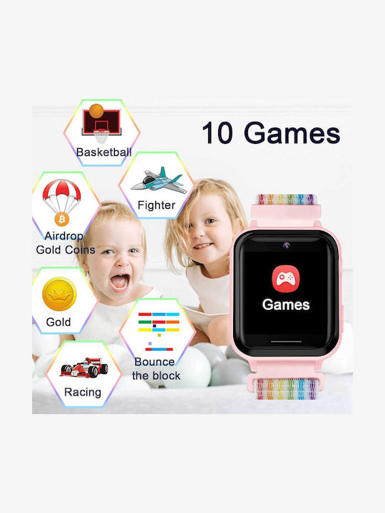 Pthtechus Kinder-Smartwatch 2G mit Kamera Rosa