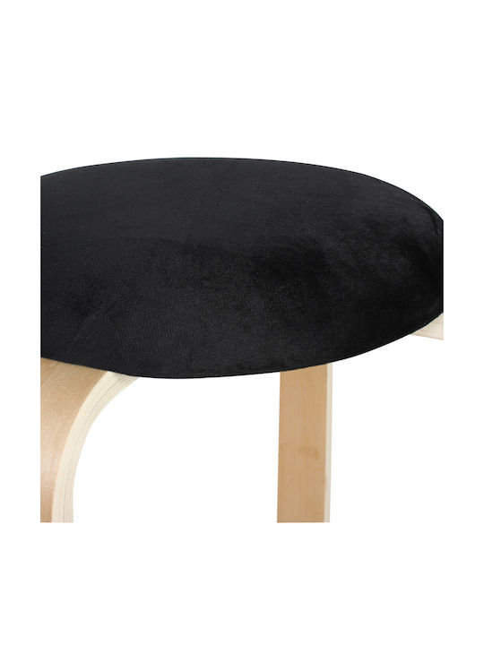 Stool For Living Room Upholstered with Velvet Black 30x30x48cm