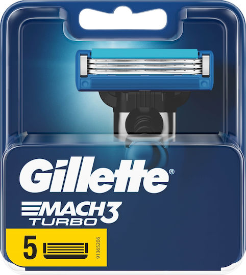 Gillette Mach3 Turbo Резервни глави с 3 остриета и лубрикантна лента 5бр