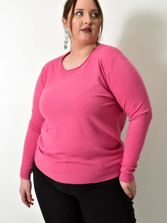Potre Women's Long Sleeve Sweater Pink