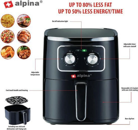 Alpina Appliances Airfryer XXL Air Fryer 4.5lt Black