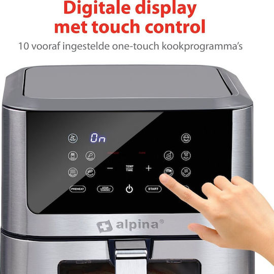 Alpina Appliances Airfryer XXL Air Fryer 8lt Ασημί