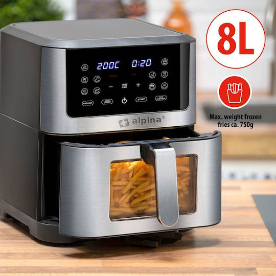 Alpina Appliances Airfryer XXL Air Fryer 8lt Ασημί