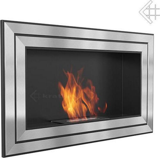 Kratki Juliet 1100 Tuv Επιτοίχιο Τζάκι Βιοαιθανόλης Εσωτερικού Χώρου Ασημί 110x14.2x65cm