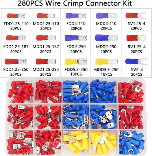 Assorted Spade Terminals Insulated Cable Connector 280 τμχ