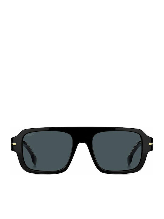 Boss Men's Sunglasses with Black Plastic Frame and Black Lens BOSS 1595/S 807/A9