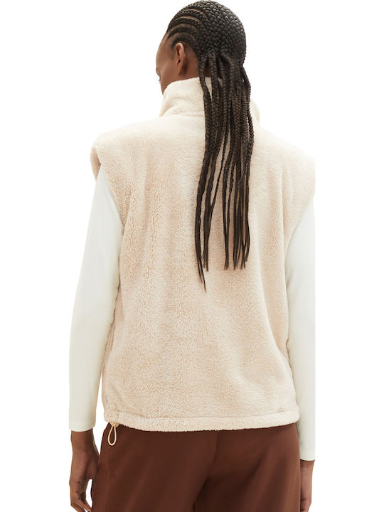 Women's Sleeveless Short Fur Dusty Sand Beige