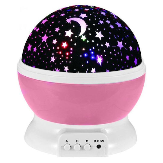 Casalux Led Rotating Kids Projector Lamp with Star Projection Pink 14x14cm