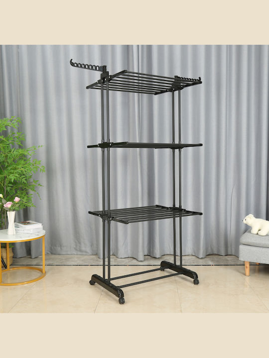 Herzberg Stainless Steel Folding Floor Clothes Drying Rack 126x64cm