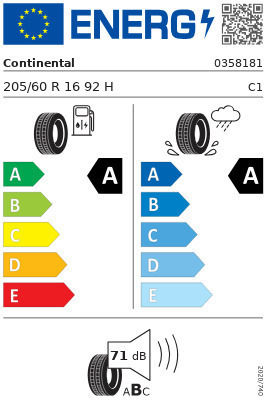 Continental EcoContact 6 205/60R16 92H XL Summer Tyre for Passenger Vehicle 0358181