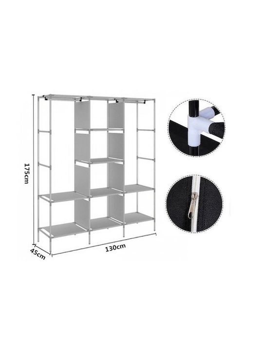 Stoffschrank mit Reißverschluss und Regalen in Gray Farbe 130x45x175cm