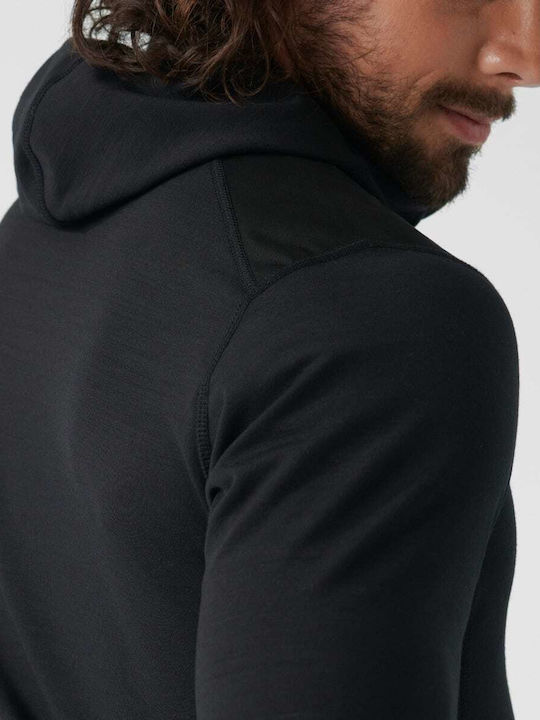 Keb Ανδρική Ζακέτα Fleece με Κουκούλα Black