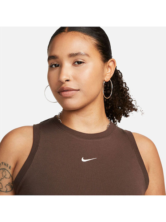 Sportswear Γυναικείο Αθλητικό Crop Top Αμάνικο Καφέ