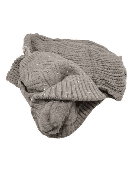 Romvous Set with Beanie Knitted in Gray color