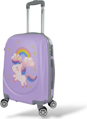 Playbags Children's Cabin Travel Suitcase Hard Purple with 4 Wheels Height 55cm