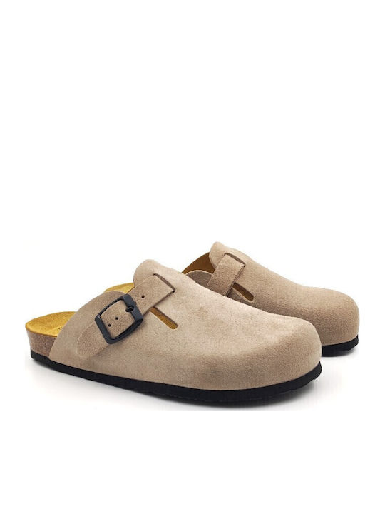 Anatomical Leather Women's Slippers Beige