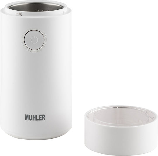 Muhler Elektrischer Kaffeemühle 150W mit einer Kapazität von 50gr Weiß