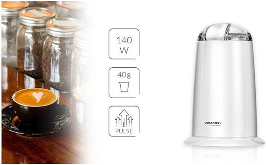 MPM /C Electric Coffee Grinder 140W for 40gr Beans White