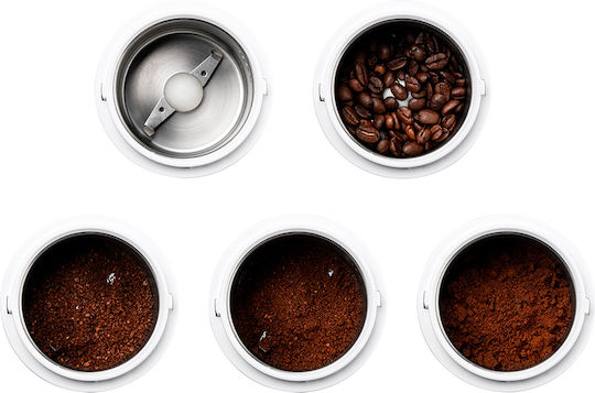 Muhler Elektrischer Kaffeemühle 150W mit einer Kapazität von 50gr Weiß