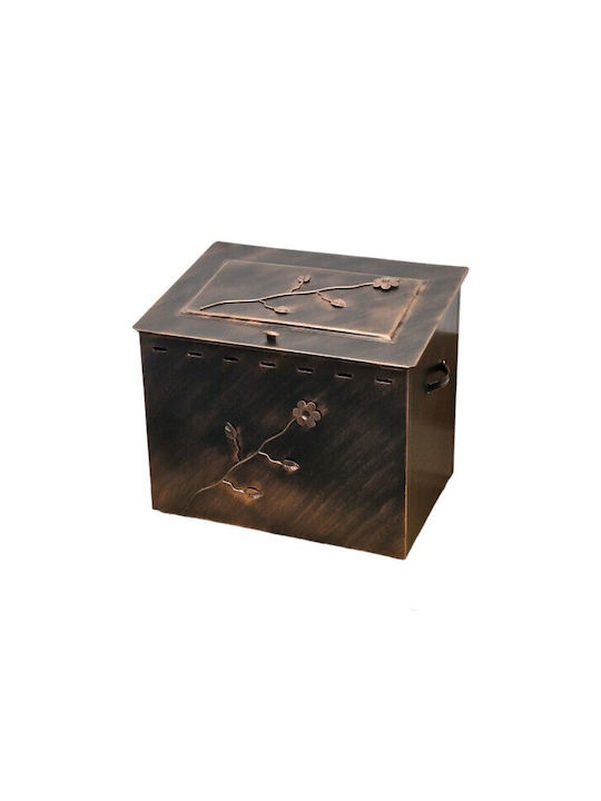 Ξ-9 Μεταλλικό Κουτί Αποθήκευσης Ξύλων 63x44x54cm Μαύρο / Πατίνα Μπρονζέ - Χαλκός