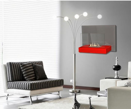 EcoHot Bio Wall 65 Indoor Wall Mounted Bioethanol Fireplace Red 65x26x45cm