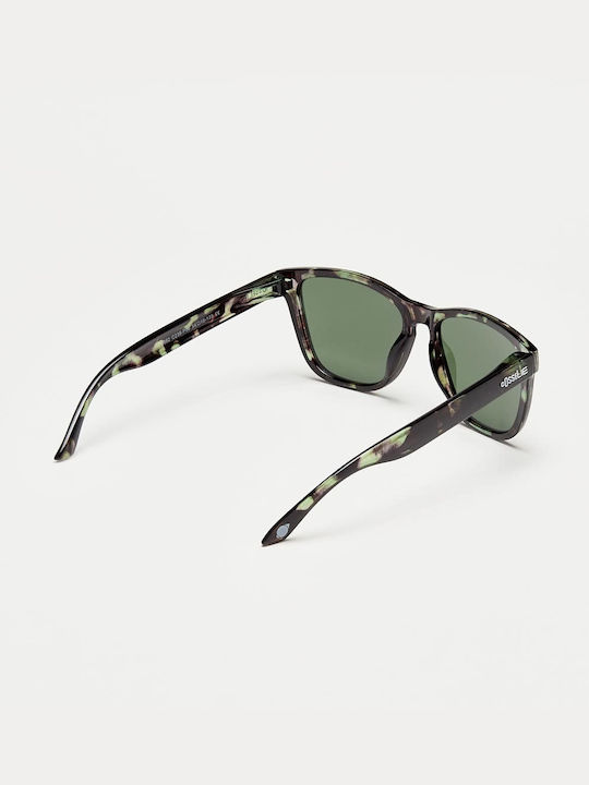 Cosselie Railay Unisex Sunglasses with Brown Tartaruga Horn-Rimmed Frame and Green Lens