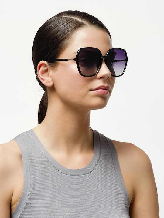 Cosselie Edna Women's Sunglasses with Black Horn-Rimmed Frame and Black Gradient Lens