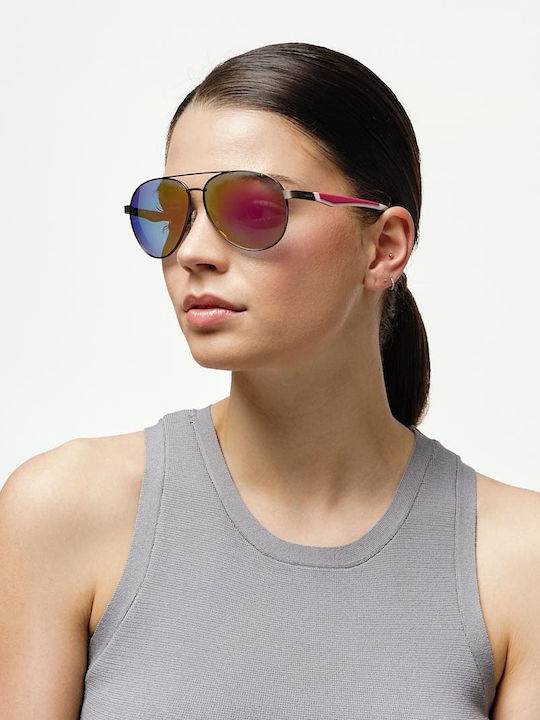 Cosselie Andria Women's Sunglasses with Rose Gold Metallic Frame and Pink Mirror Lenses