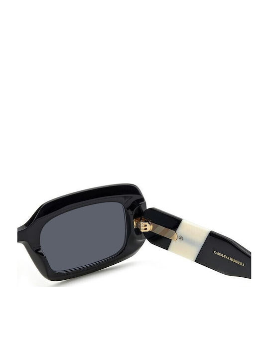 Carolina Herrera Woman Sunglasses with Black Horn-Rimmed Frame and Grey Lens HER 0187/S 80S/IR