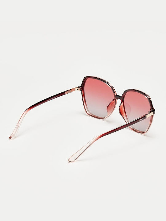Cosselie Theda Women's Sunglasses with Black Metallic Frame and Red Gradient Lens