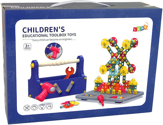 Lean Toys Plastic Construction Toy Set in Tool Box for Children 3+ years+ Years