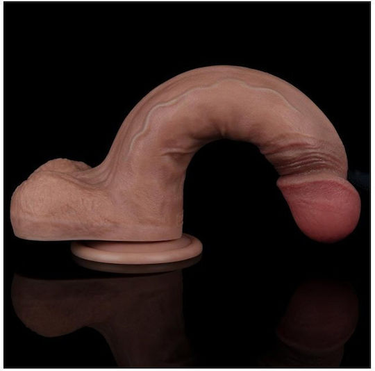 Lovetoy Dual Layered Dildo Dildo με Όρχεις και Βεντούζα 22.5cm