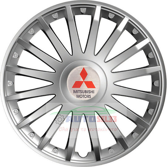 Versaco Car Hubcap Set Crystal with Mitsubishi Emblem 14" 4pcs Silver