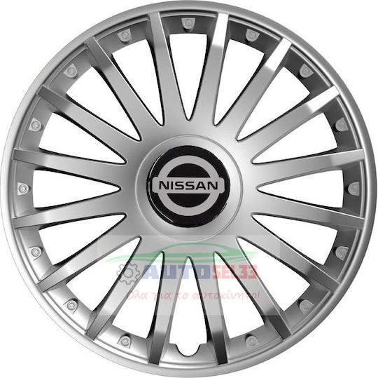 Versaco Σετ Τάσια Αυτοκινήτου Crystal με Σήμα Nissan 4τμχ 14" Ασημί