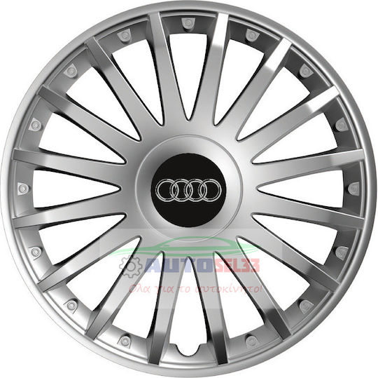 Versaco Car Hubcap Set Crystal with Audi Emblem 14" 4pcs Silver