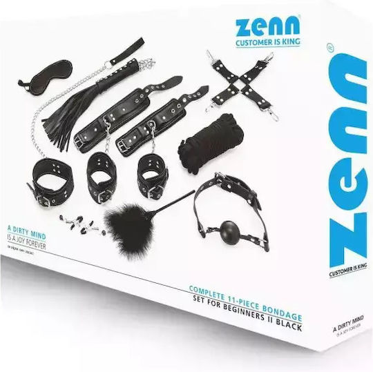 Zenn Bondage BDSM Kit σε Μαύρο Χρώμα 11τμχ