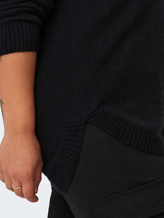 Women's Long Sleeve Sweater Cotton with V Neckline Polka Dot Black