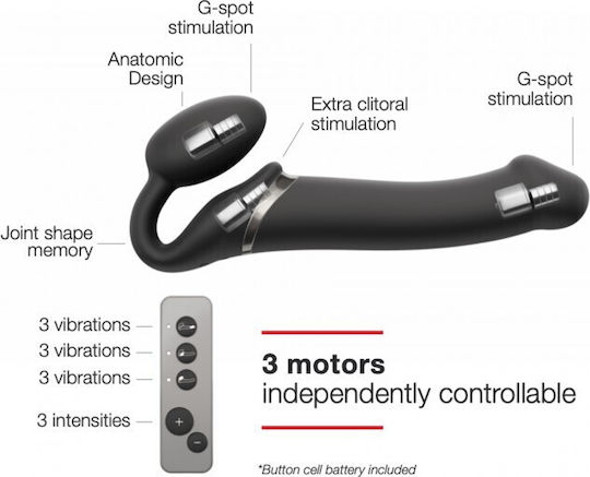 Strap On Me Strapless Vibrating Strap On Dildo Size L Strapless Strap On with Dildo with Vibration in Black Color