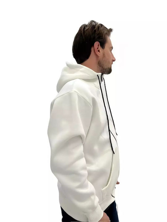 Ragler Men's Sweatshirt Jacket with Hood and Pockets WHITE