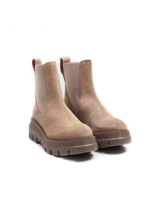 KMB Suede Women's Chelsea Boots Beige