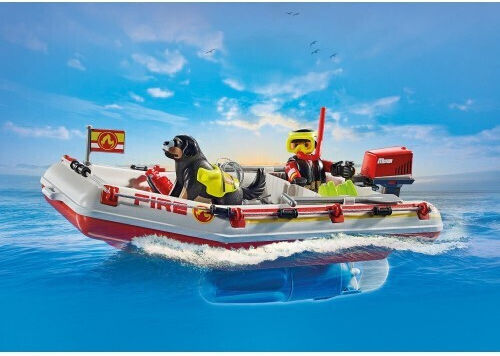 Playmobil Action Heroes Inflatable Firefighting Boat With Sea Scooter for 4-10 years old