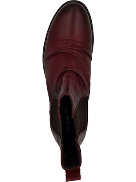 Leder Damen Chelsea Stiefeletten Burgundisch