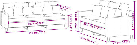 Living Room Furniture Set 3-Seater & 2-Seater Black